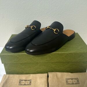 Gucci Pricetown Leather Slipper. Black Size 7